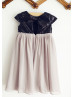 Black Sequin Gray Chiffon Bohemian Flower Girl Dress